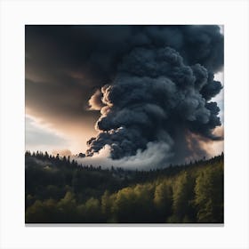 Black Smoke Billowing From A Forest Canvas Print