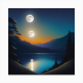 Moonlight Over Lake Canvas Print