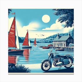 Chew valley lake sailing. Vintage  Canvas Print