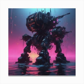 Robot In The Water Canvas Print