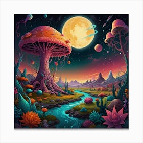 Psychedelic Mushroom Landscape art print Canvas Print