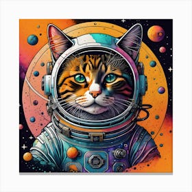 Cat In Space Square Canvas Print