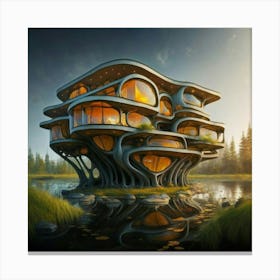 Huge colorful futuristic house design with vibrant details 14 Canvas Print
