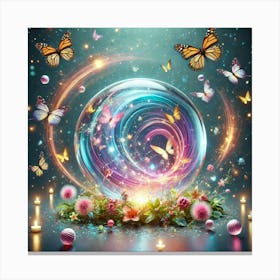 Crystal Ball With Butterflies Canvas Print