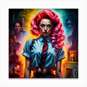 Girl With Pink Hair 1 Canvas Print