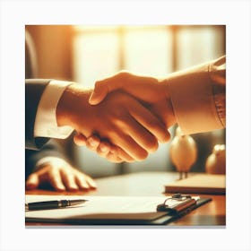 Two Businessmen Shaking Hands Canvas Print