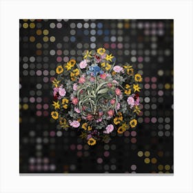 Vintage Iris Scorpiodes Flower Wreath on Dot Bokeh Pattern n.0567 Canvas Print