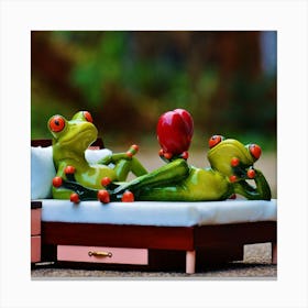 Frogs In Bed Canvas Print