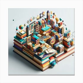 3d Illustration Of Books Canvas Print