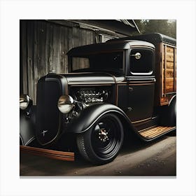 Old Vintage Black Classic Truck With Black Mag Wheels 2 Canvas Print