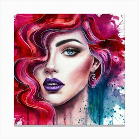 A Stunning Watercolor Portrait Of A Woman Capturin Canvas Print