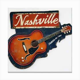 Nashville Guitar Sign Canvas Print