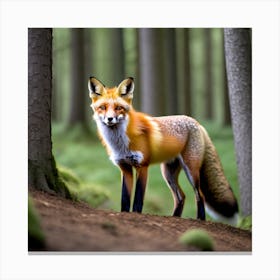 Red Fox In The Forest 14 Canvas Print