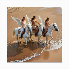 Three Angels On Horses Canvas Print