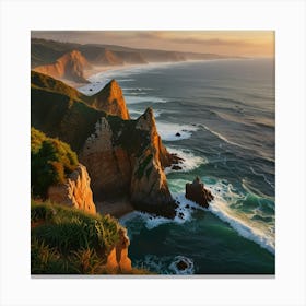 Sunset At The Portuguese Coast Canvas Print