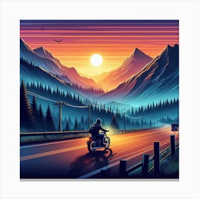 Man on a bike sunset Canvas Print