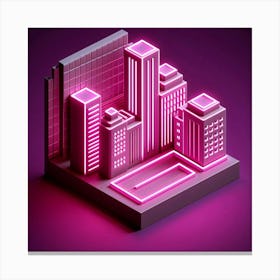 Neon City Skyline Canvas Print