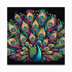 Illustration Peacock 3 Canvas Print