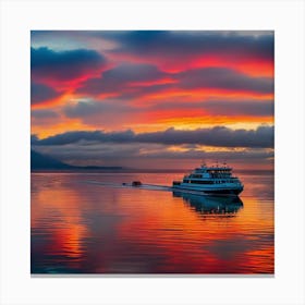 Sunset On A Ferry 2 Canvas Print
