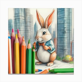 Rabbit In The City 3 Canvas Print