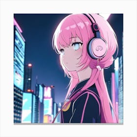 Anime Girl With Headphones 2 Canvas Print