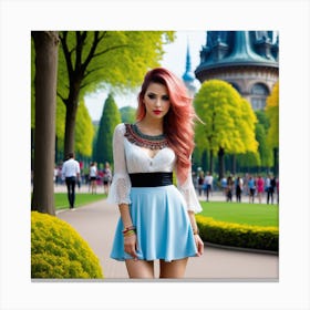 Beautiful Girl In Blue Dress Canvas Print