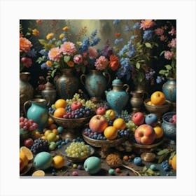 Table Full Of Fruit Canvas Print