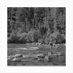 Untitled Photo, Possibly Related To Custer County, Idaho, Fishing In The Salmon River By Russell Lee 1 Canvas Print
