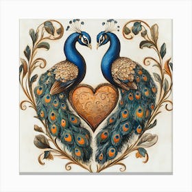 Peacocks In Love Canvas Print