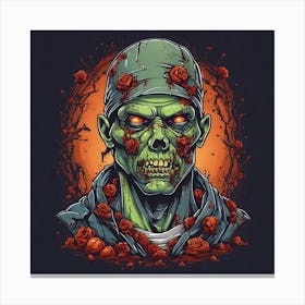 Zombie With Roses Canvas Print