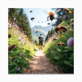 Bees In The Meadow 3 Canvas Print