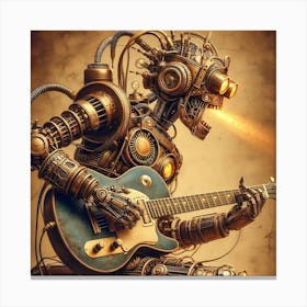 Steampunk Robot Playing Guitar Canvas Print