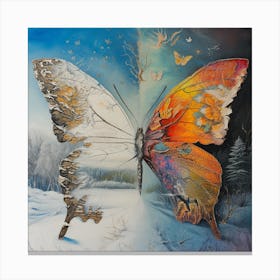 Butterfly In The Snow 1 Canvas Print