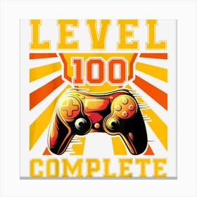 Gamer Gamer Controller 100th Birthday Level 100 Canvas Print