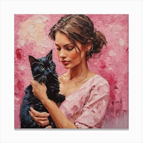 Girl With A Cat 5 Canvas Print