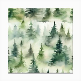 Appalachian Mountains of Misty Pines Watercolor Print of Evergreen Forest..371 Canvas Print