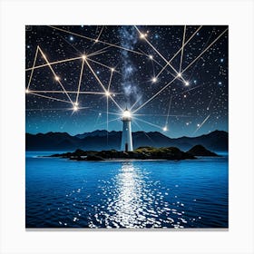 Lighthouse At Night Canvas Print