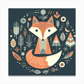 Scandinavian style, Fox 3 Canvas Print