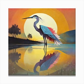 Heron At Sunset 1 Canvas Print