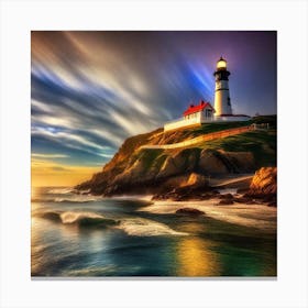 Lighthouse At Sunset 2 Canvas Print