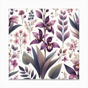 Scandinavian style,Pattern with amethyst Orchid flowers 2 Canvas Print