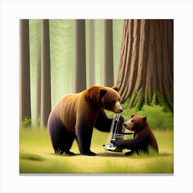 Bears In The Woods Canvas Print