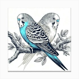 Line Art budgerigar Canvas Print