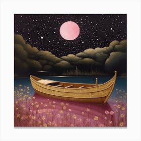 Boat In The Moonlight Canvas Print