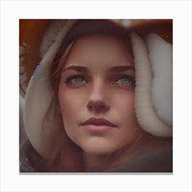 Portrait Of A Girl In Winter Canvas Print