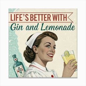 Gin And Lemonade vintage poster  Lienzo