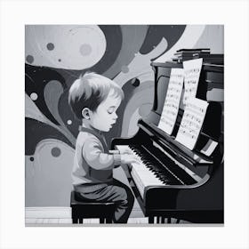 Little Boy Playing Piano Canvas Print