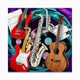 A Visually Striking Abstract Collage Of Different Instruments 3 (2) Canvas Print