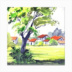 Watercolor Of A Village Leinwandbilder