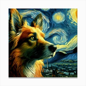 Starry Night Dog Canvas Print
